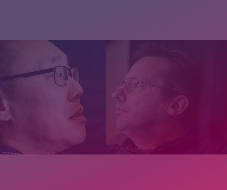 Hans en Bronco tijdens de podcast opname